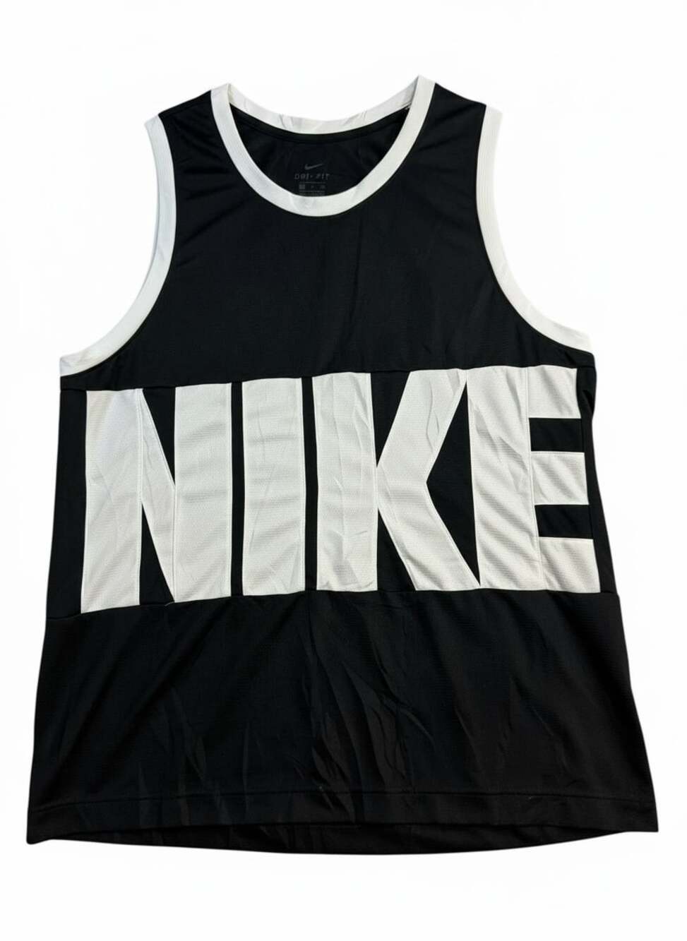 Nike Dri Fit Tank Top Mens XL Black White Big Logo Sleeveless Athletic Gym Shirt